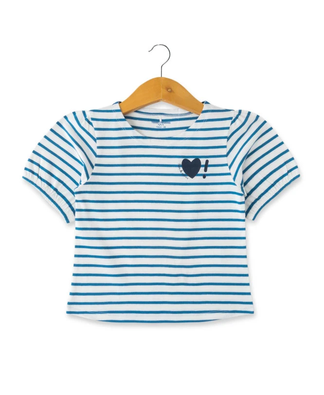 Marinière Bleu Fille Manches Ballon Avec Motif Coeur 1 Marinière Bleu Fille Manches Ballon Avec Motif Coeur