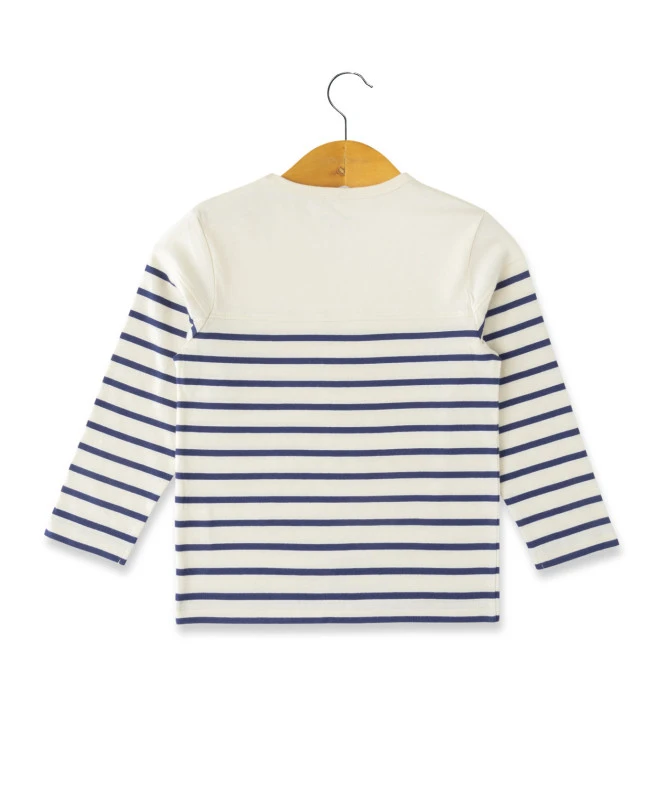 Marinière Garçon Fond Grège Rayé Bleu 2 Marinière Garçon Fond Grège Rayé Bleu – Image 2