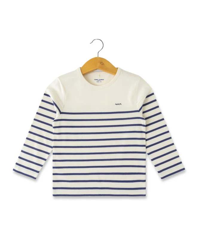 Marinière Garçon Fond Grège Rayé Bleu 1 Marinière Garçon Fond Grège Rayé Bleu