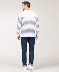Marinière Homme Fond Grège Rayé Bleu -Terre De Marin Boutique prod 10045 mariniere ml fond grege raye bleu momoa 666x812 fc7ea0111e0b