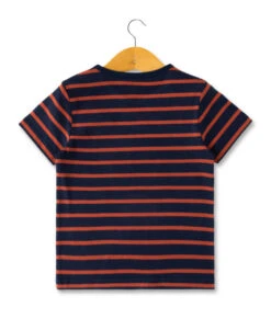 Marinière Manches Courtes Garçon Fond Bleu Marine Rayé Terracota -Terre De Marin Boutique prod 10053 mariniere mc fond indigo raye terracota ecogark 666x812 fc7ea0111e0b