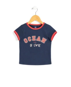 T-Shirt Fille Bleu Marine "Océan"