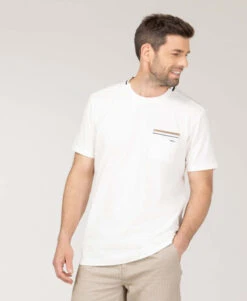 T-Shirt Blanc Avec Poche Pour Homme