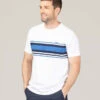 T-shirt Blanc Rayures Poitrine Homme