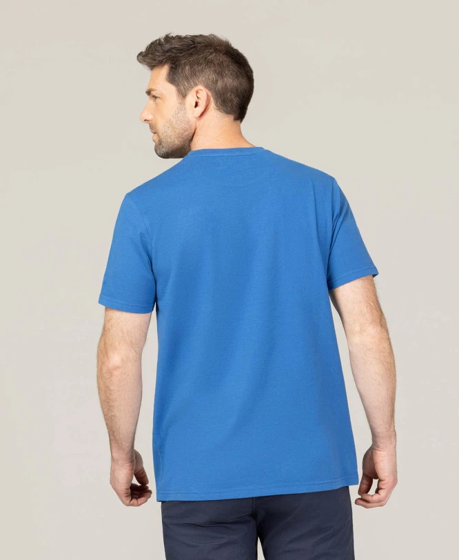 T-shirt Bleu Rayures Poitrine Homme 2 T-shirt Bleu Rayures Poitrine Homme – Image 2