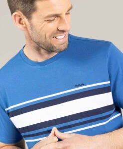 T-shirt Bleu Rayures Poitrine Homme 5 T-shirt Bleu Rayures Poitrine Homme -Terre De Marin Boutique prod 10289 tee shirt mc bleu moyen theau 666x812 fc7ea0111e0b