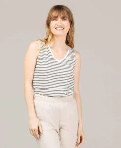 Débardeur Femme Rayé Fils Métalisés