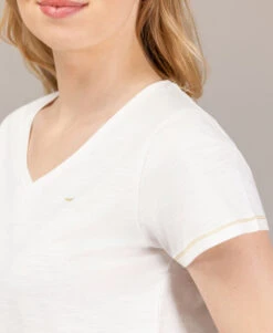 T-shirt Col V écru Femme -Terre De Marin Boutique prod 10322 tee shirt mc ecru tarina 666x812 fc7ea0111e0b