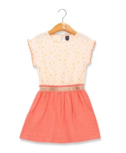 Robe Fille Gaze De Coton Ceinture Doré