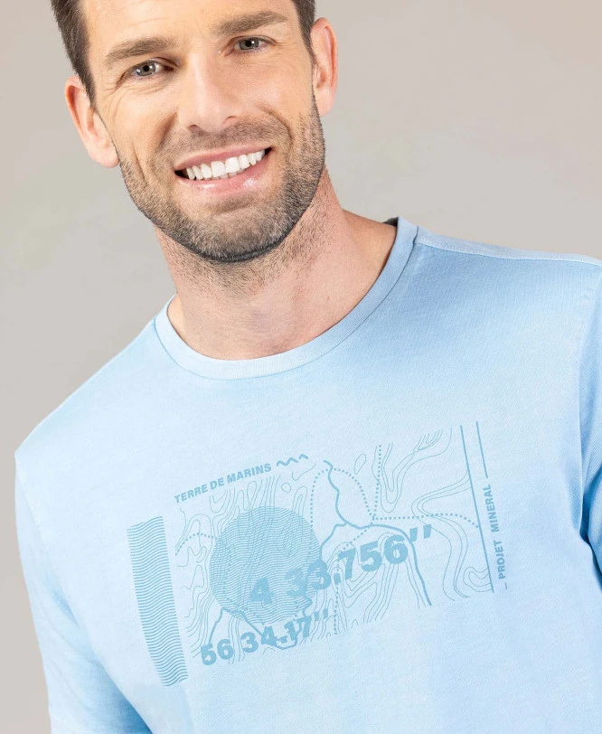 T-shirt Teinture Minérale Bleu Homme 2 T-shirt Teinture Minérale Bleu Homme – Image 2