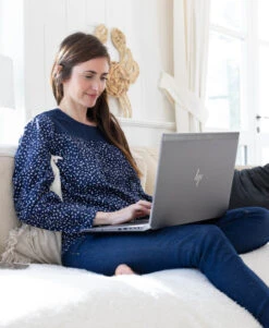 Blouse Femme Bleu Marine Manches Longues Col Rond