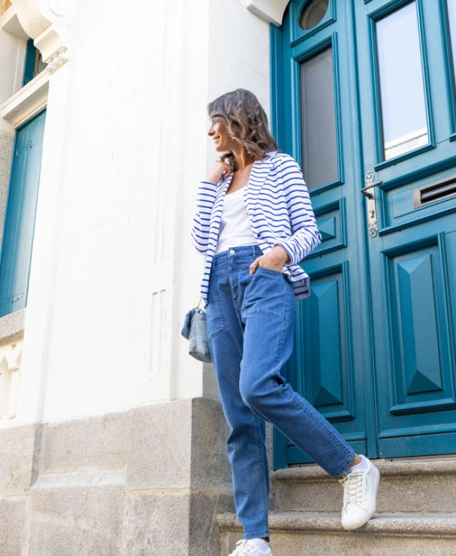 Blazer Rayé En Molleton Femme 2 Blazer Rayé En Molleton Femme – Image 2