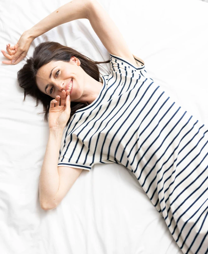 Chemise De Nuit Femme Rayé Bleu 2 Chemise De Nuit Femme Rayé Bleu – Image 2