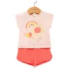 Ensemble T-shirt Imprimé + Short Corail Bébé Fille