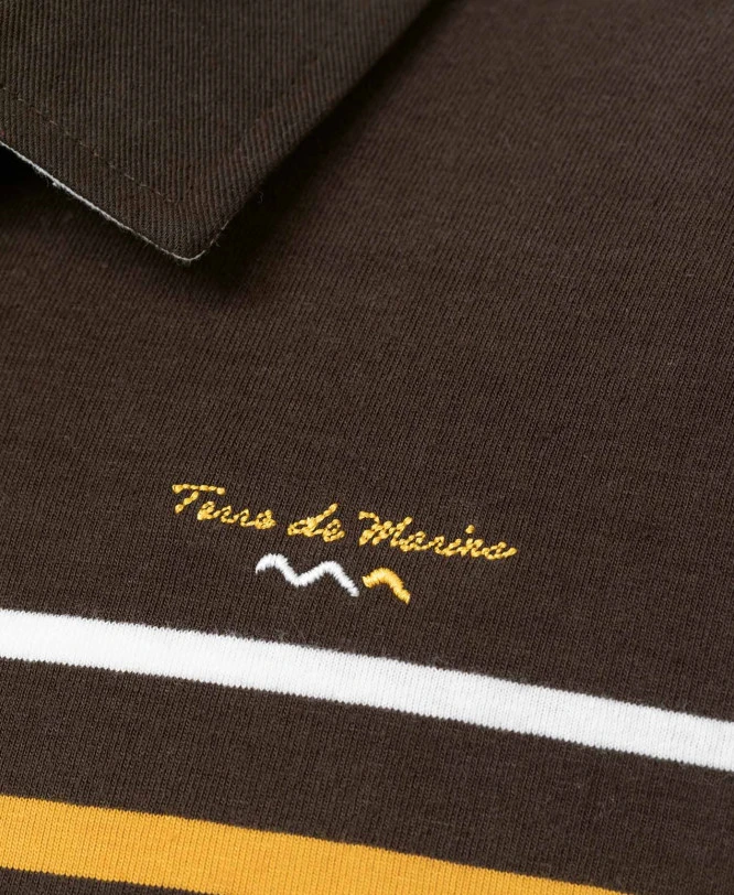 Polo Marron Manches Longues Homme à Rayures Placées Colorées 3 Polo Marron Manches Longues Homme à Rayures Placées Colorées – Image 3