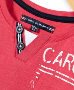 T-shirt Garçon Rouge Col Tunisien -Terre De Marin Boutique prod 4358 tee shirt mc rouge coquelicot capla 666x812 fc7ea0111e0b