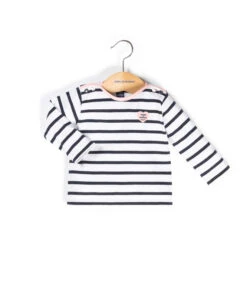 MARINIERE ML FOND BLANC RAYE INDIGO PESTELA