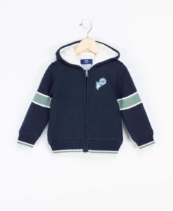 Veste Tricot Bleu Marine Doublée Polaire Garçon