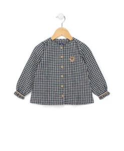Blouse Manches Longues à Carreaux Fille