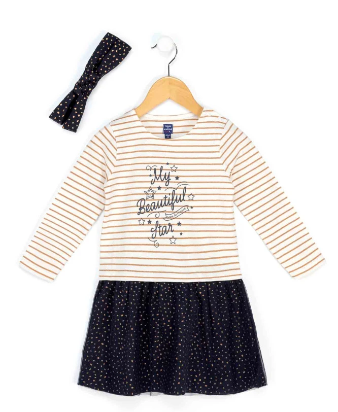 Robe Fille Effet 2 En 1 + Bandeau 1 Robe Fille Effet 2 En 1 + Bandeau