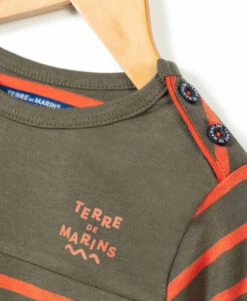 Marinière Manches Longues Garçon Orange/kaki 5 Marinière Manches Longues Garçon Orange/kaki -Terre De Marin Boutique prod 5466 mariniere ml fond kaki raye paprika cabatage 666x812 fc7ea0111e0b