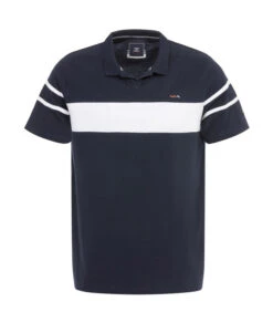 Polo Bleu Marine Rayure Placée Blanche Homme