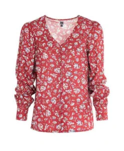 Chemise Rouge Imprimé Floral Femme
