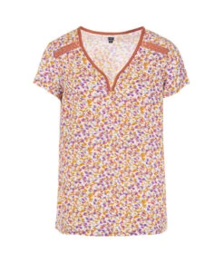 Blouse Manches Courtes Imprimé Rouge Femme