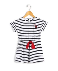 ROBE MC FOND BLANC RAYE INDIGO ALUNE