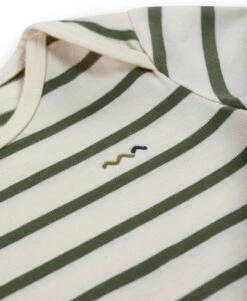 Marinière Kaki éco Conçue Bébé 5 Marinière Kaki éco Conçue Bébé -Terre De Marin Boutique prod 6636 mariniere mc fond grege raye kaki ecomixte 666x812 fc7ea0111e0b