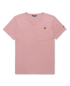 T-shirt Col Tunisien Vieux Rose Homme
