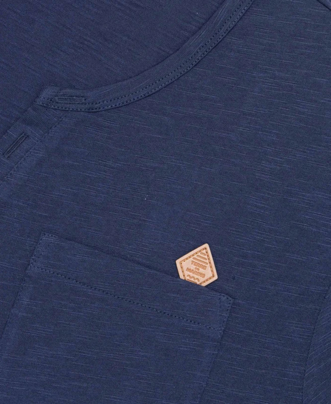 T-shirt Col Tunisien Bleu Marine Homme 5 T-shirt Col Tunisien Bleu Marine Homme – Image 5