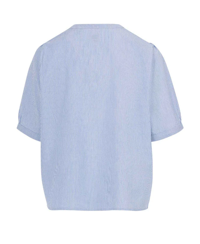 Chemise Rayée Manches Courtes Bleu/blanc Femme 3 Chemise Rayée Manches Courtes Bleu/blanc Femme – Image 3