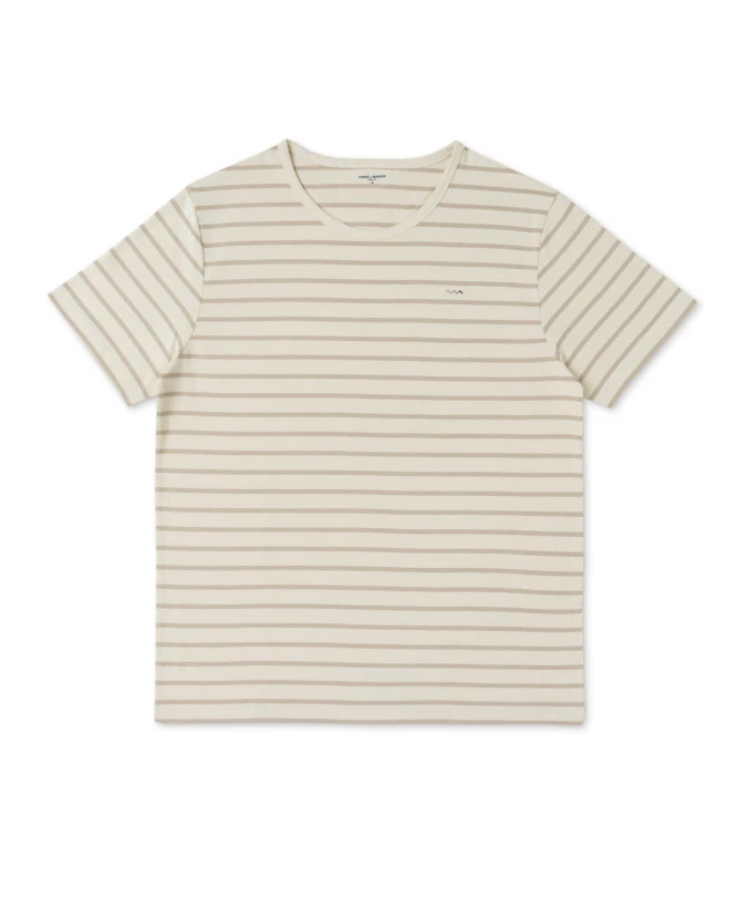 Marinière Homme Manches Courtes Fond Grège Rayé Jaune 2 Marinière Homme Manches Courtes Fond Grège Rayé Jaune – Image 2