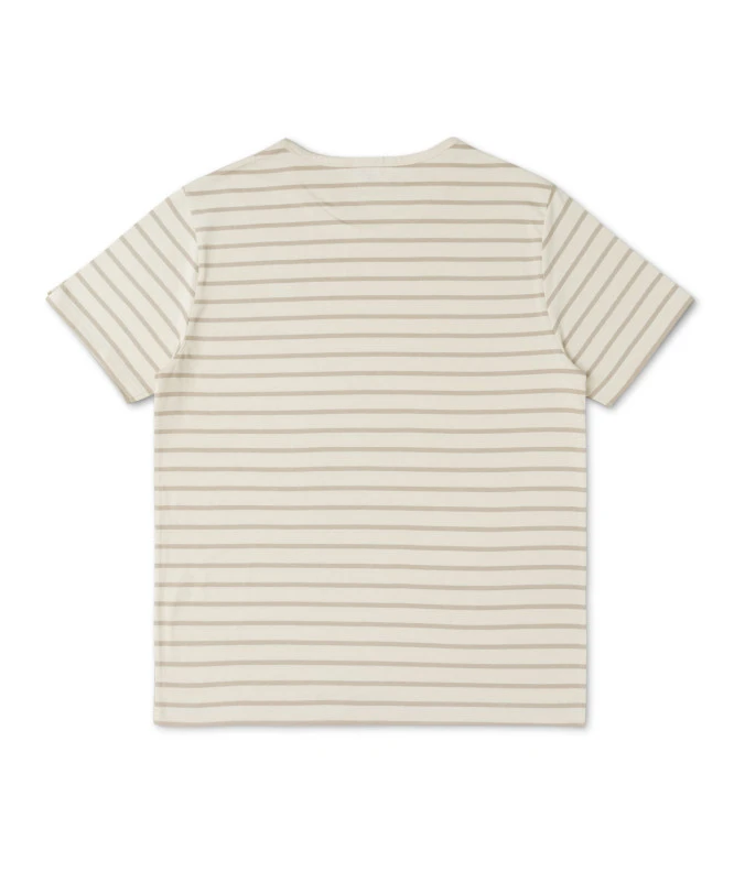 Marinière Homme Manches Courtes Fond Grège Rayé Jaune 3 Marinière Homme Manches Courtes Fond Grège Rayé Jaune – Image 3