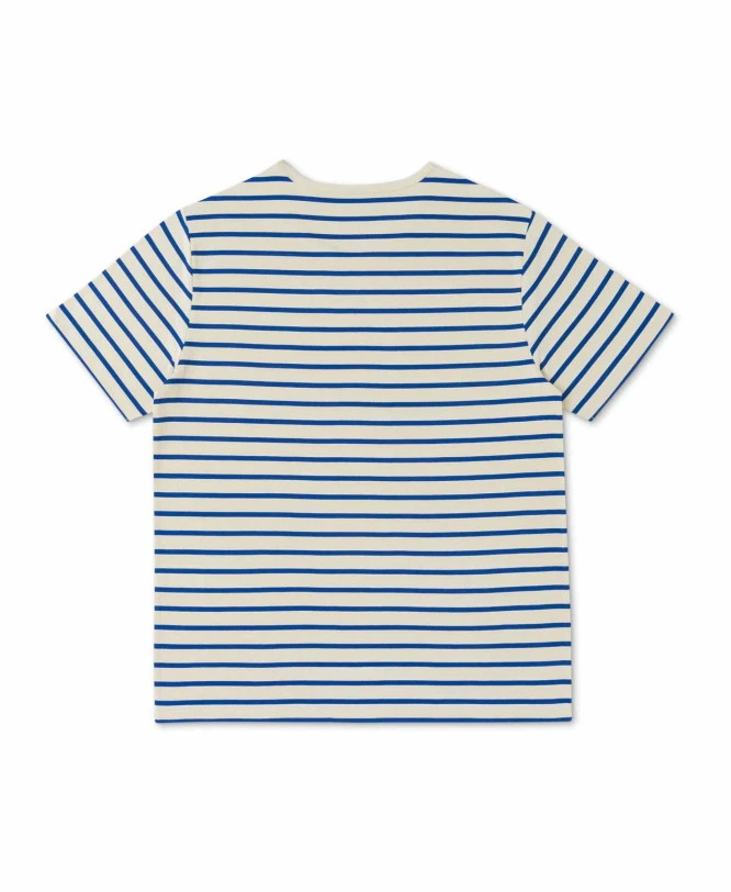 Marinière Homme Manches Courtes Fond Grège Rayé Bleu 2 Marinière Homme Manches Courtes Fond Grège Rayé Bleu – Image 2