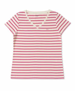 Marinière éco Conçue Femme Manches Courtes Rose/blanc