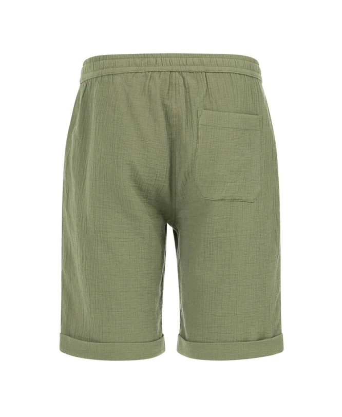Bermuda Gaze De Coton Vert Olive Homme 4 Bermuda Gaze De Coton Vert Olive Homme – Image 4