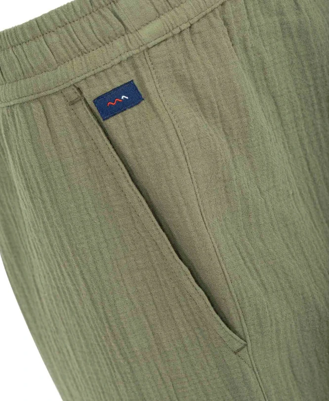 Bermuda Gaze De Coton Vert Olive Homme 5 Bermuda Gaze De Coton Vert Olive Homme – Image 5