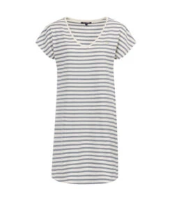 Chemise De Nuit Rayée Femme Manches Courtes