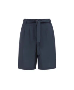 Bermuda Long Bleu Marine En Viscose Femme