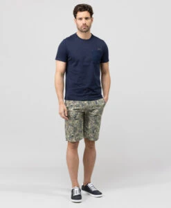 Bermuda Homme Imprimé Beige/bleu Marine