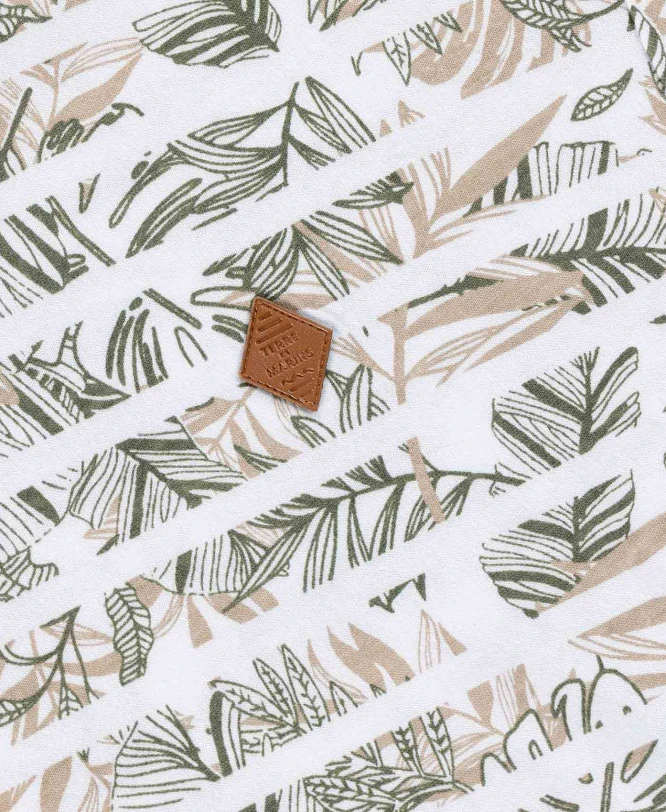 T-shirt Imprimé Kaki Rayures Florales Homme 3 T-shirt Imprimé Kaki Rayures Florales Homme – Image 3