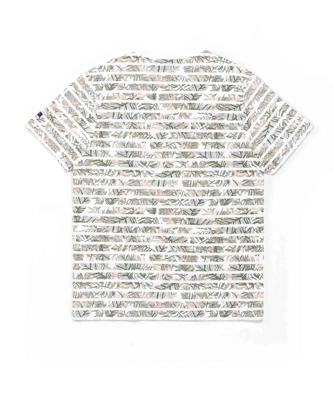 T-shirt Imprimé Kaki Rayures Florales Homme 2 T-shirt Imprimé Kaki Rayures Florales Homme – Image 2