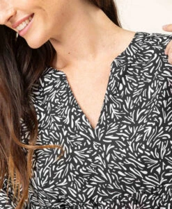 Robe En Viscose Imprimé Noir Femme -Terre De Marin Boutique prod 8007 robe ml imprime noir rully 666x812 fc7ea0111e0b