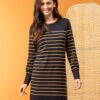 Robe Pull Femme Rayé Noir/camel -Terre De Marin Boutique prod 8040 robe ml fond noir raye camel roche 666x812 fc7ea0111e0b