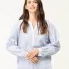 Blouse Bleu Rayée Manches Longues Femme