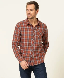 Chemise Rouille à Carreaux Homme