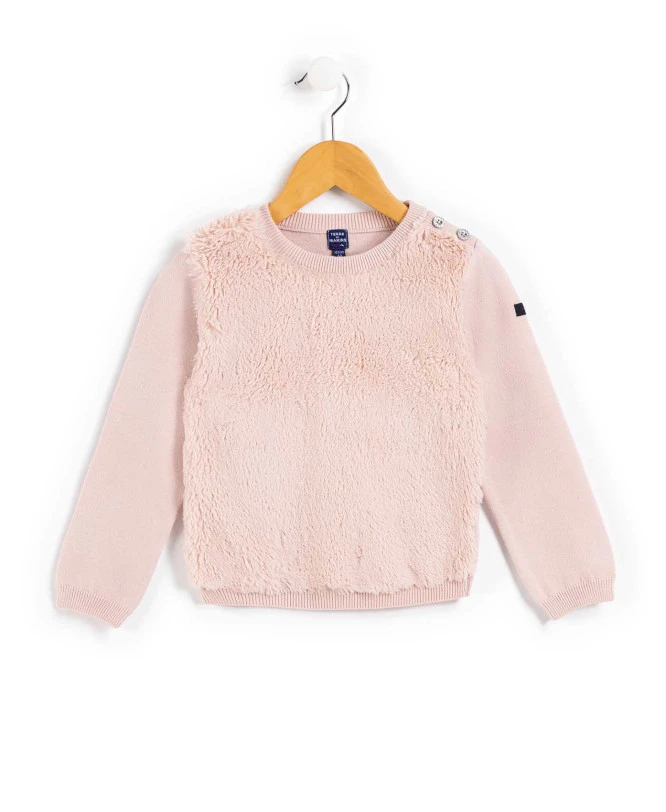Pull Sherpa Rose Fille 1 Pull Sherpa Rose Fille