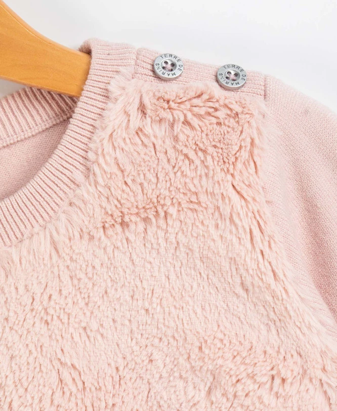 Pull Sherpa Rose Fille 2 Pull Sherpa Rose Fille – Image 2